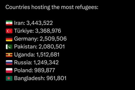 آمار کشورهایی که میزبان بیشترین پناهجویان  در دنیا هستند