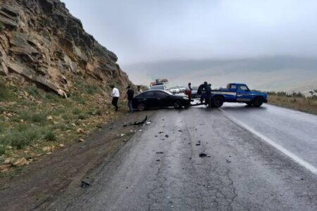 امدادرسانی به ۴ نفر حادثه دیده در برخورد دو خودرو در جاده خلخال_ پونل